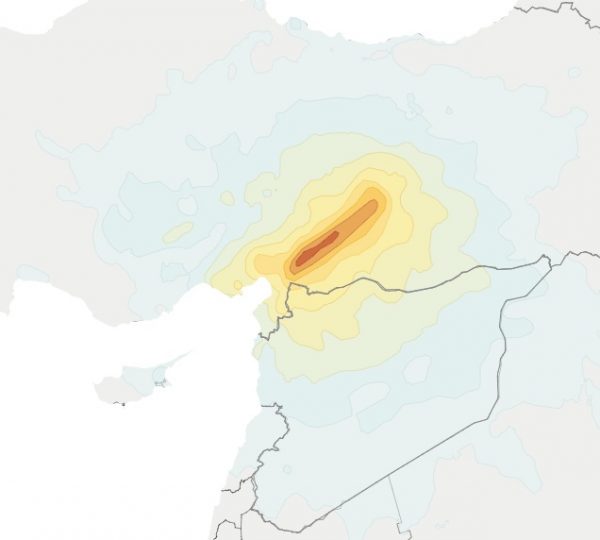 Turkey Syria quake epicenter map